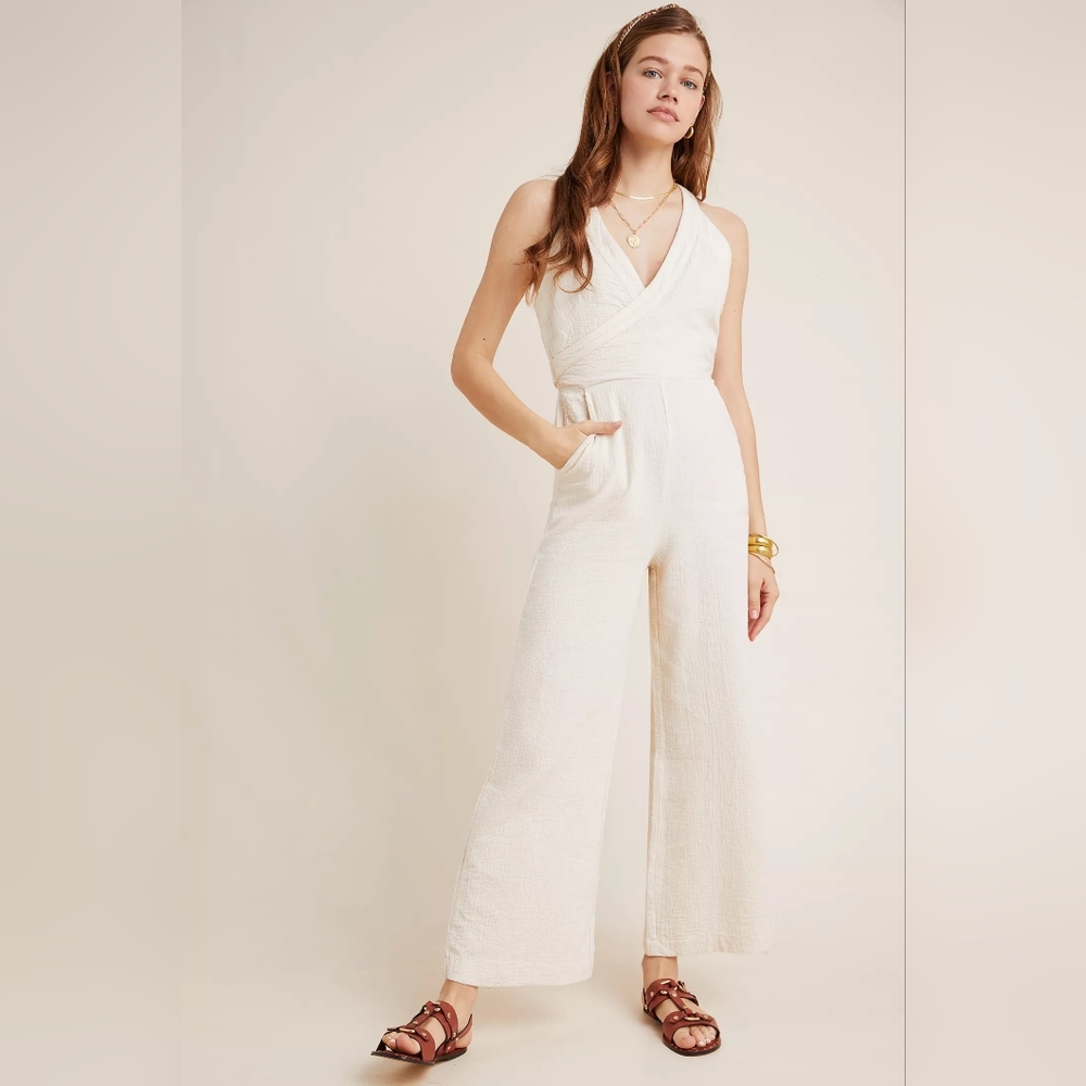 Anthropologie Cream Jumpsuit